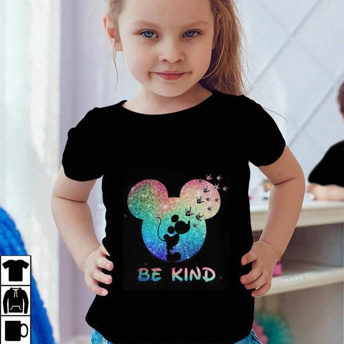 Nice Mickey head I love you sign language be kind shirt