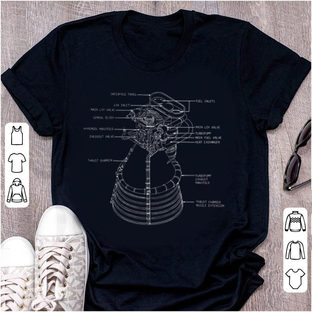 Original Apollo Saturn V F-1 Rocket Engine Blueprint shirt