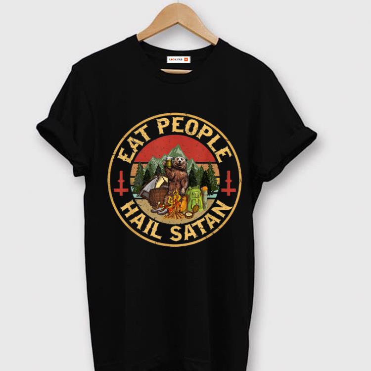 Original Eat People Hail Satan Bear Holding Beer Glass Camping shirt