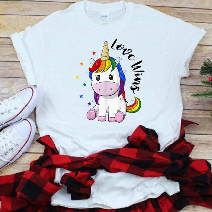 Original Love Wins LGBT Gay Lesbian Pride Month Rainbow Unicorn shirt