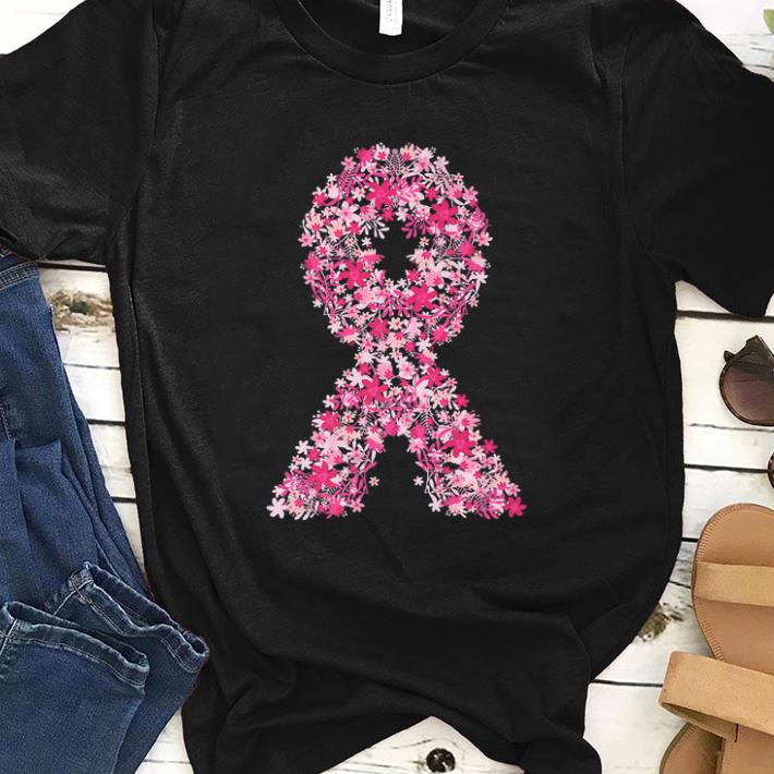 Pink Flowers Ribbon Breast Cancer Awareness shirt
