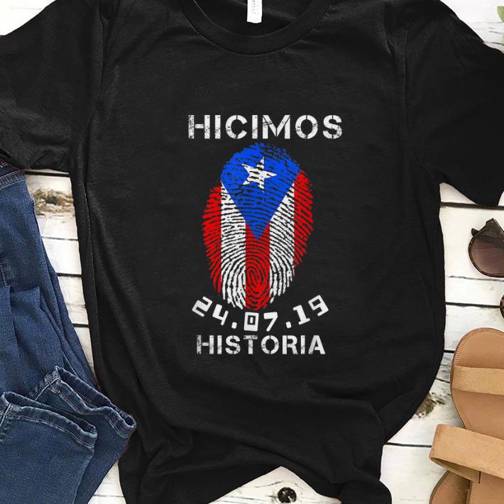  Premium Hicimos Historia Ricky Renuncia Bandera Negra Puerto Rico Flag Fingerprint shirt