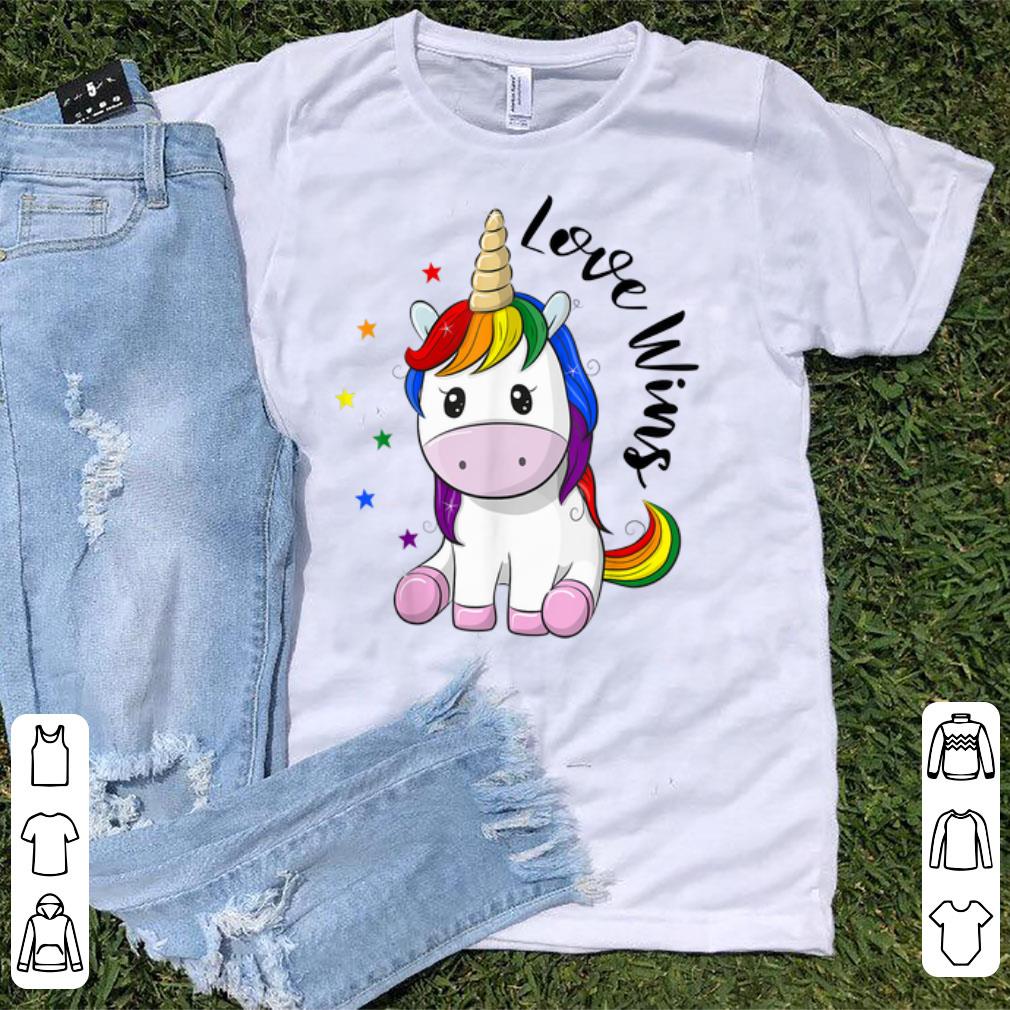 Premium Love Wins LGBT Gay Lesbian Pride Month Rainbow Unicorn shirt