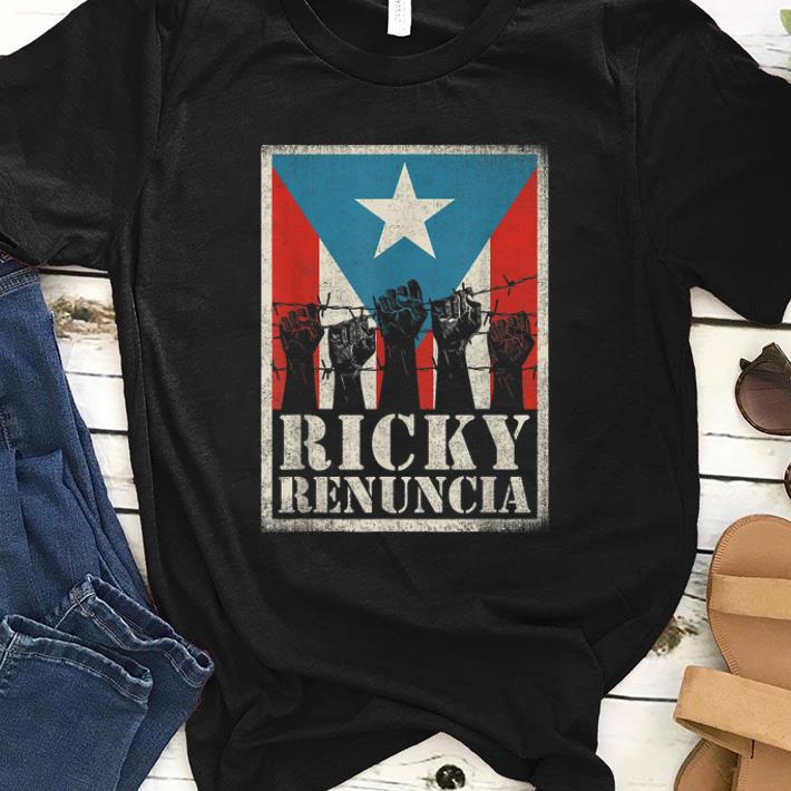 Pretty Puerto Rico Ricky Renuncia Bandera Negra Boricua Flag shirt
