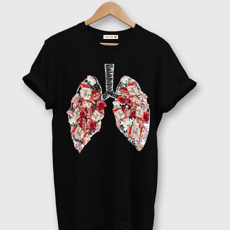 Top Anatomical Lungs And Flowers Tee shirt