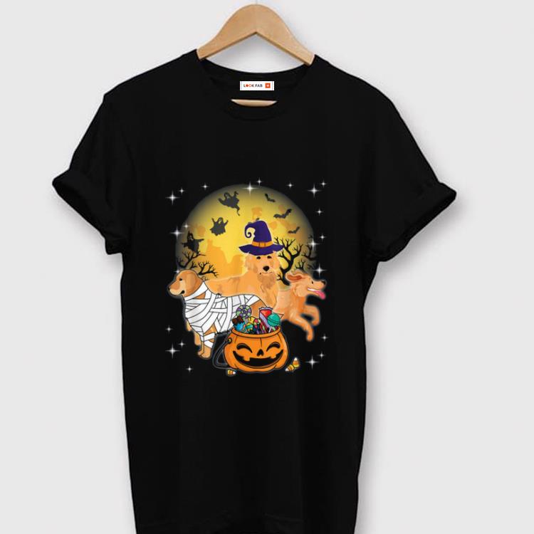 Awesome Golden Retriever Mummy Witch Dog Moon Ghosts Halloween shirt
