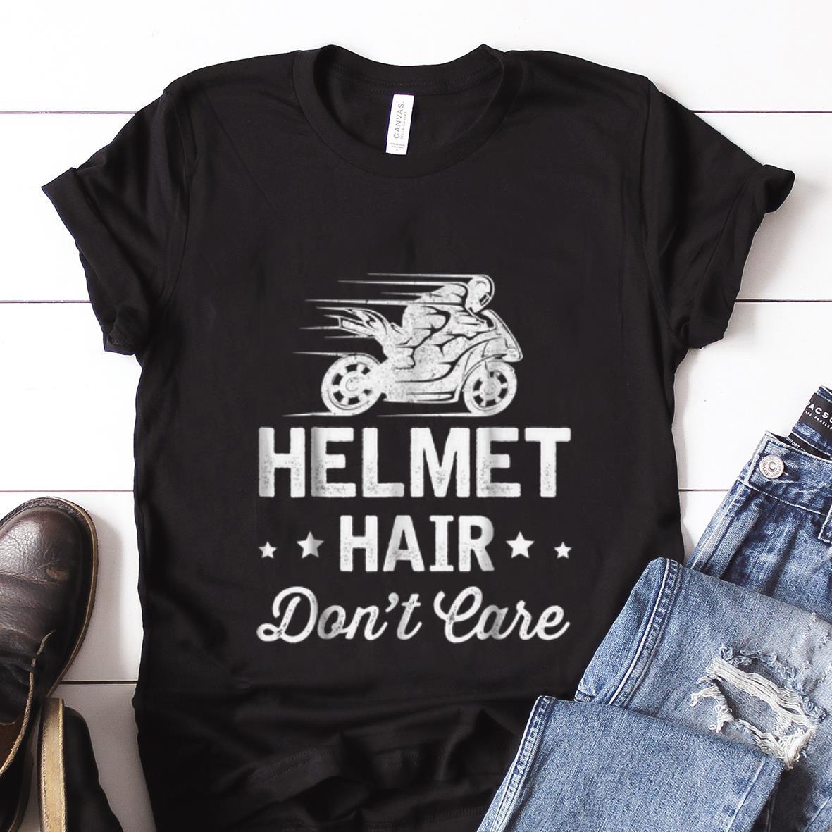  Best price Helmet Hair Don't Care Motorcycle Moped Bike shirt