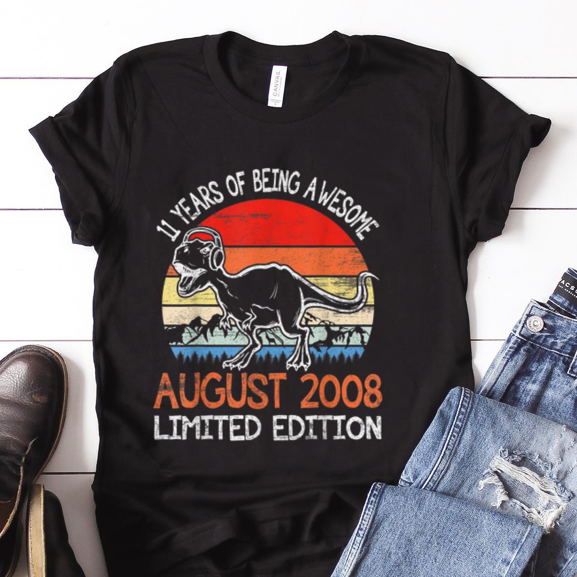  Best price Vintage 11 Year Of Being Awesome August 2008 Dinosaur shirt