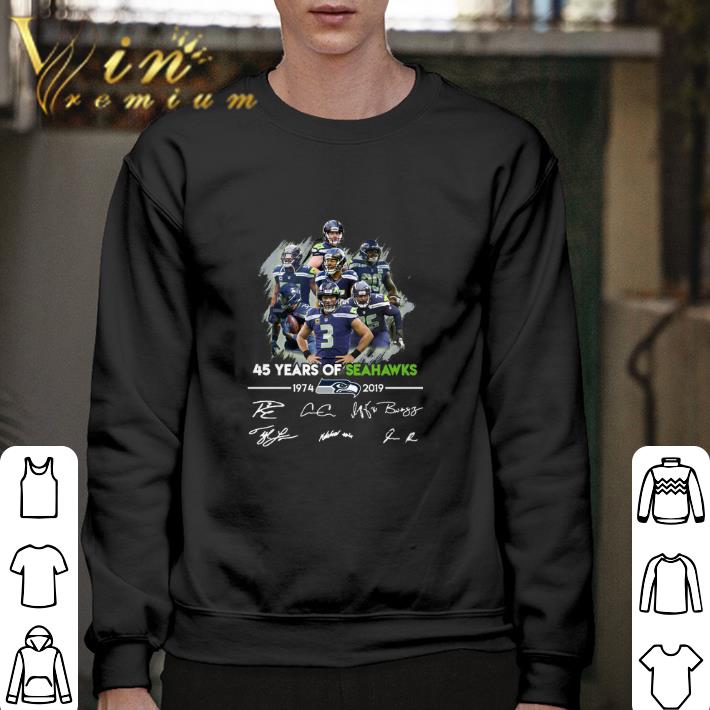 Funny 45 years of Seattle Seahawks 1974-2019 signatures shirt