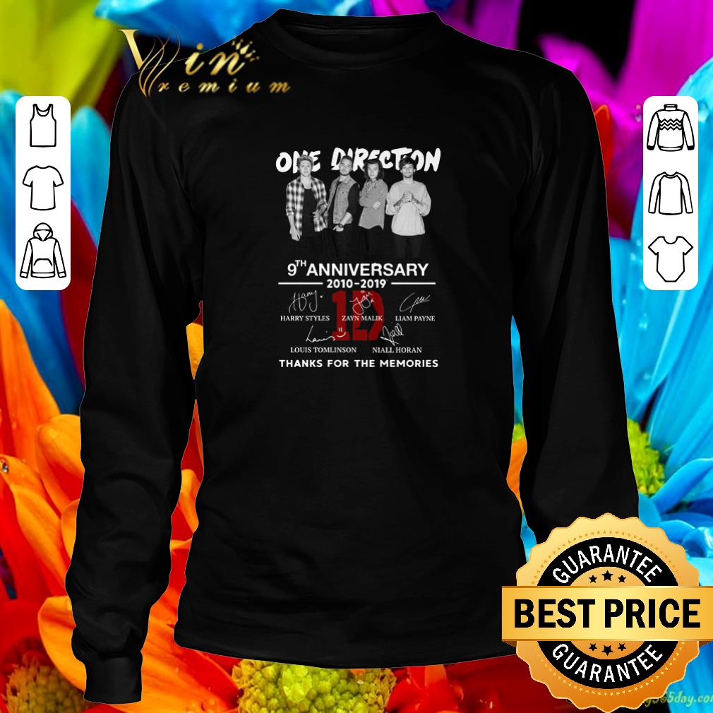 Funny One Direction 9th anniversary 2010-2019 thanks for the memories shirt