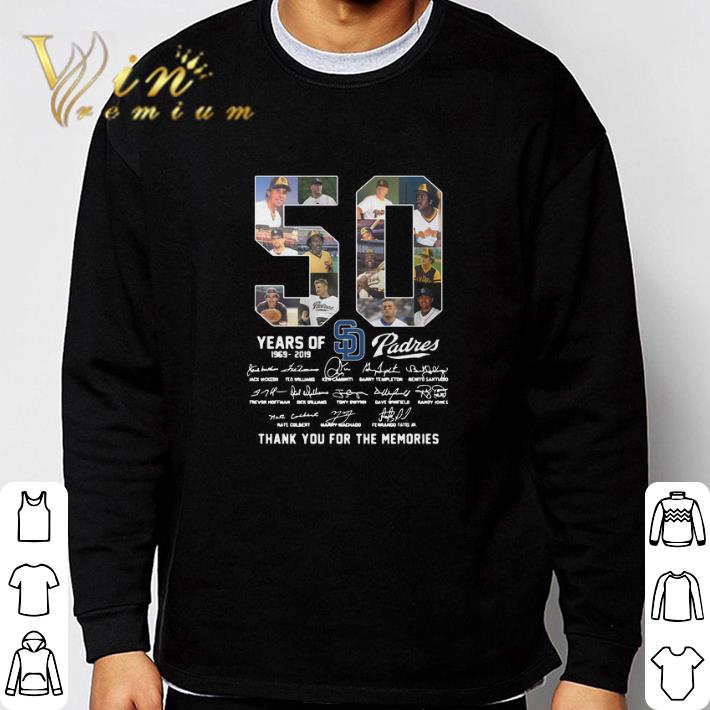 Hot 50 Years Of San Diego Padres 1969-2019 signatures shirt