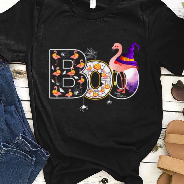 Hot Boo Halloween With Flamingo And Witch Hat shirt