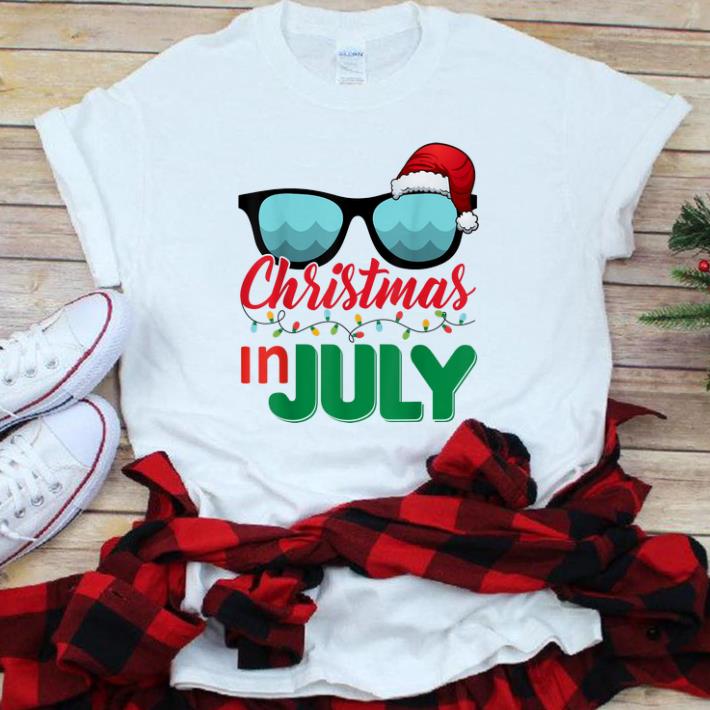  Hot Christmas in July Santa Hat Sunglasses Summer shirt