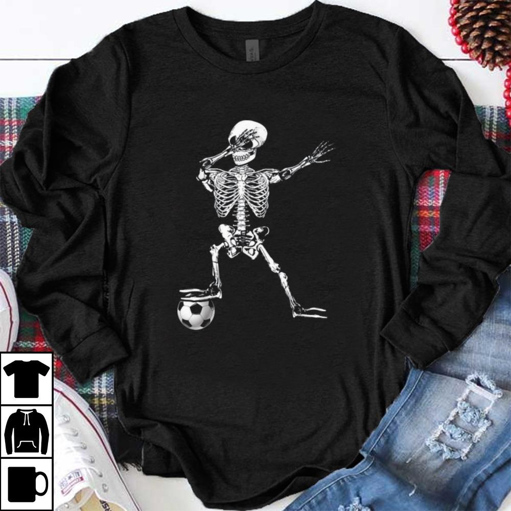 Hot Dabbing Skeleton Soccer Halloween Costume Funny For Boy Kids shirt