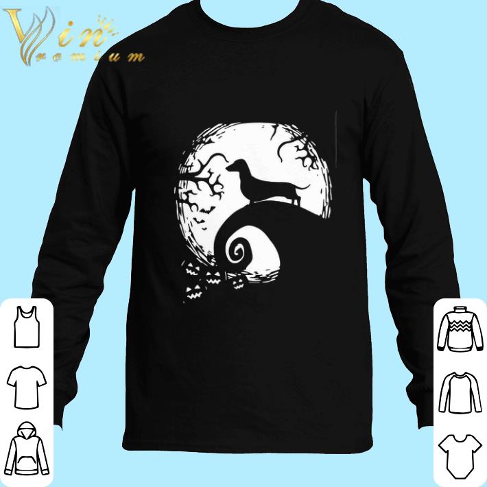 Hot Halloween Dachshund dog and moon shirt