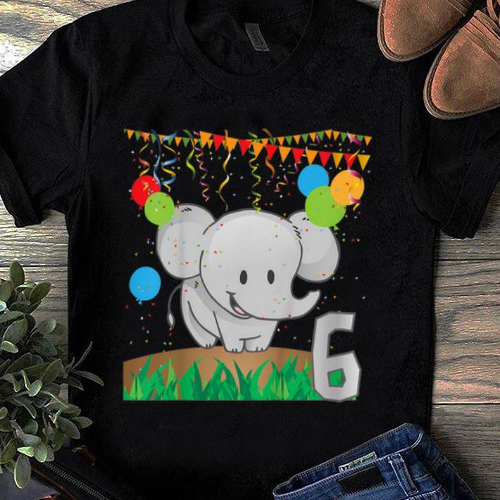 Official Youth Sixth Birthday Elephant 6 Six Years Old shirt