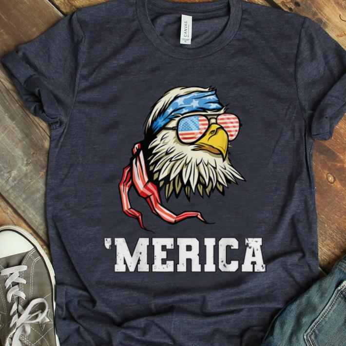  Premium 4th Of July Merica Patriotic USA Flag Bald Eagle With American Headband And Sunglass shirt