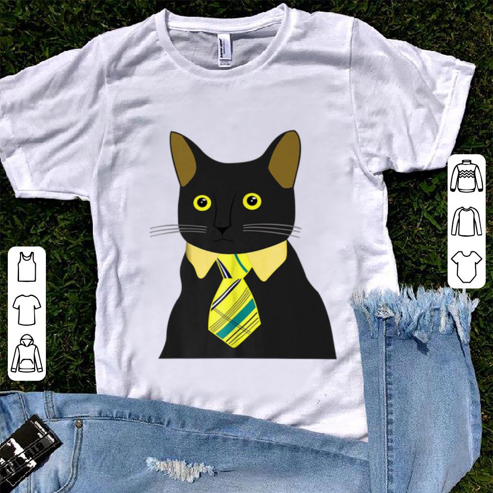 Premium Black Business Cat Kitten With Yellow Tie shirt