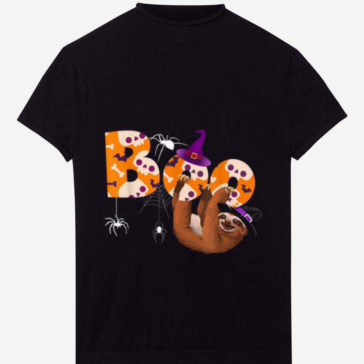 Premium Boo Halloween With Sloth Witch Hat And Spider Gift shirt