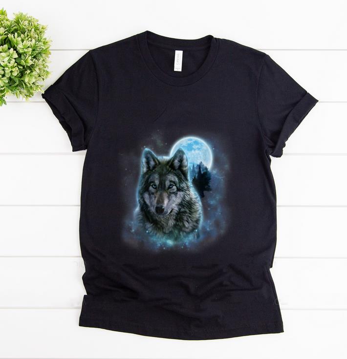 Premium Grey Wolf Hunting Ground Icy Moon Forest Galaxy shirt