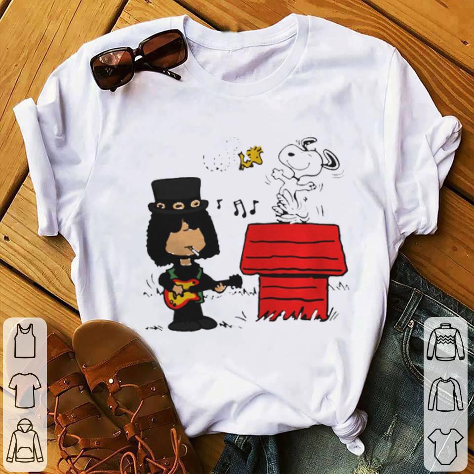 Top Slash Guns N' Roses Snoopy And Woodstock guy tee