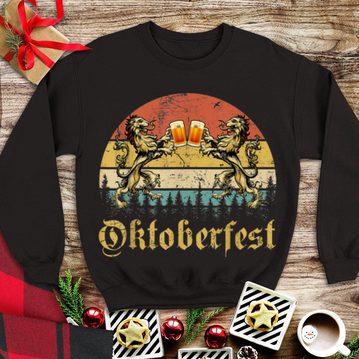 Awesome Germany Oktoberfest 2019 Heraldic Lion Drinking Beer Vintage shirt