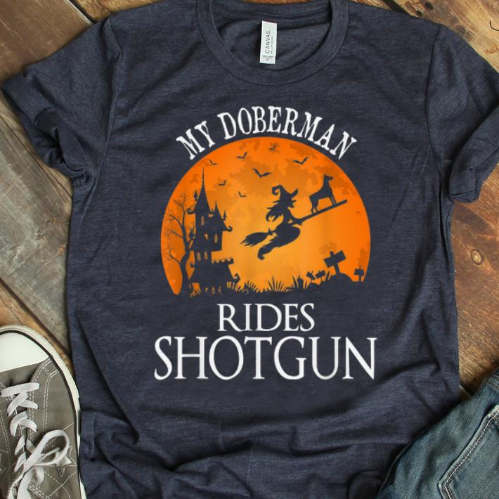 Awesome Halloween Doberman Rides Shotgun Dog Lover shirt