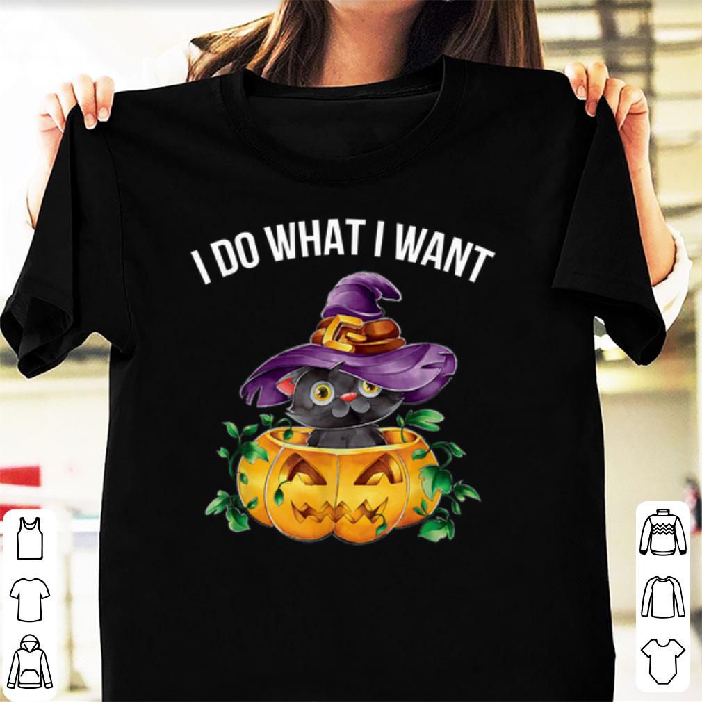 Awesome I Do What I Want Halloween Kitten Cat Witch shirt