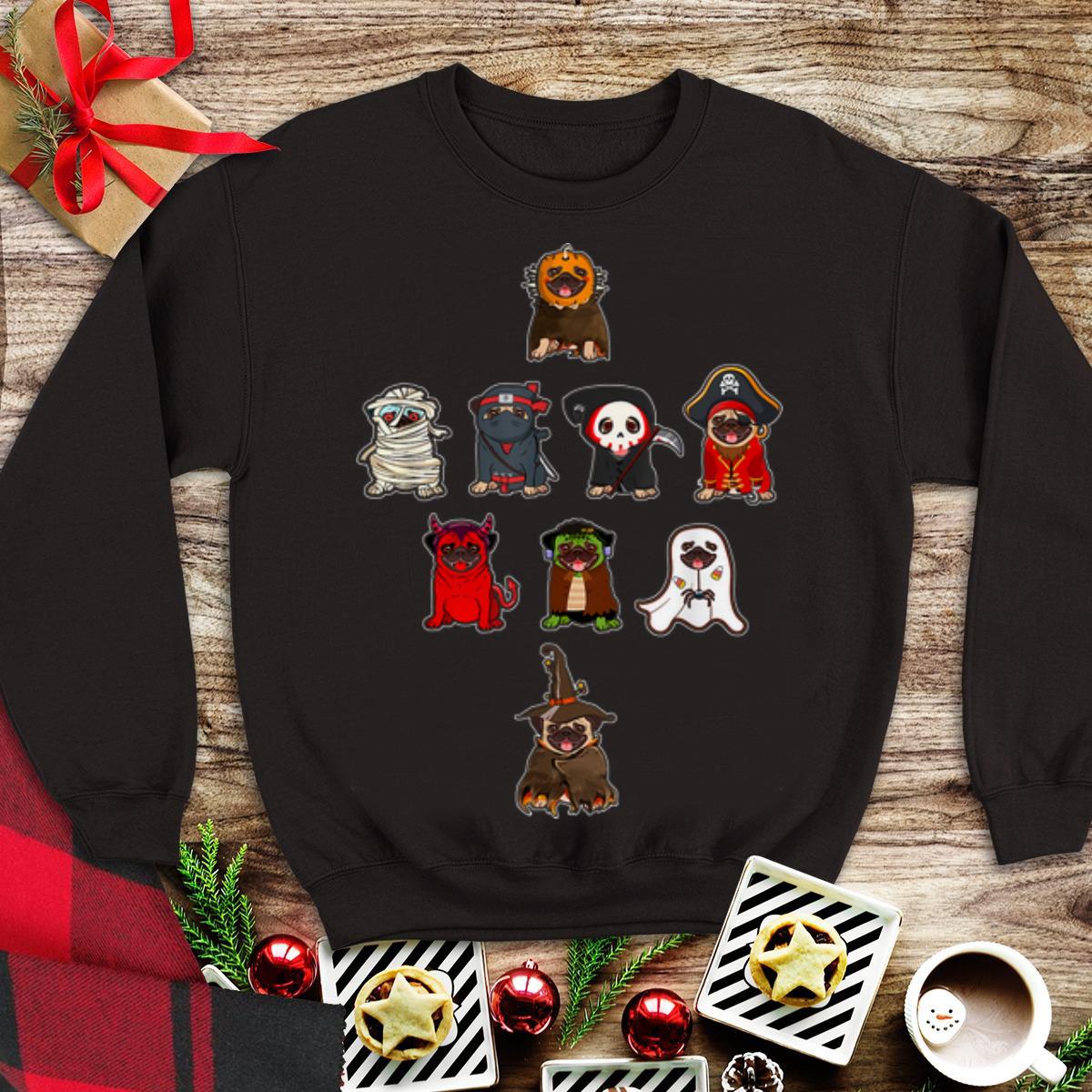 Awesome Pug Costume Mummy Witch Dracula Ninja Boo Pirate Halloween shirt