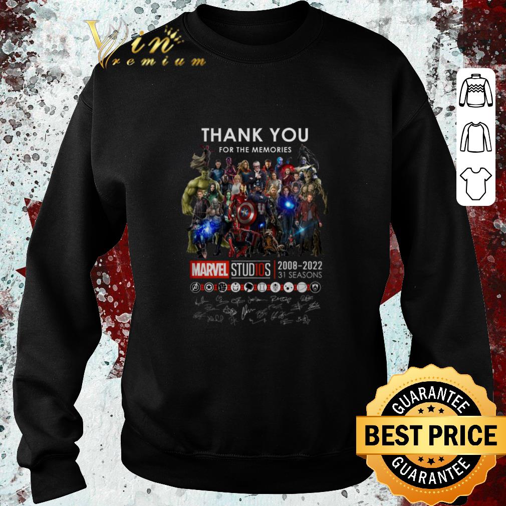 Funny Thank you for the memories Marvel Studios 2008-2022 signatures shirt