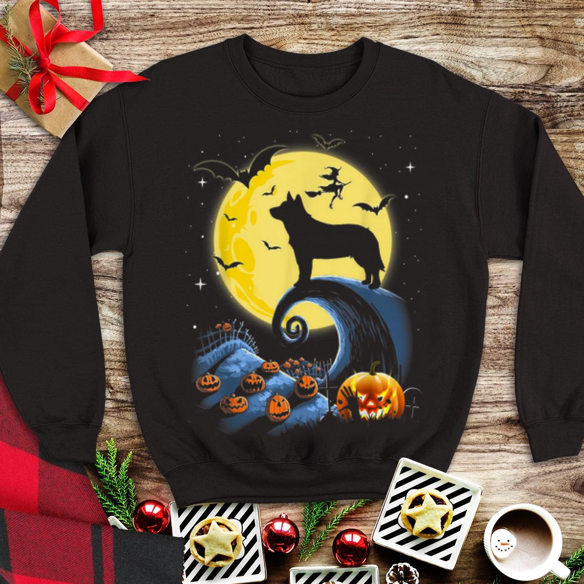 Hot Australian Cattle Dog Moon Pumpkin Halloween Costume shirt