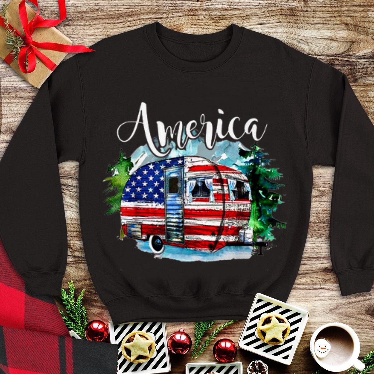 Hot Camping Independence day 4th of July America Flag shirt