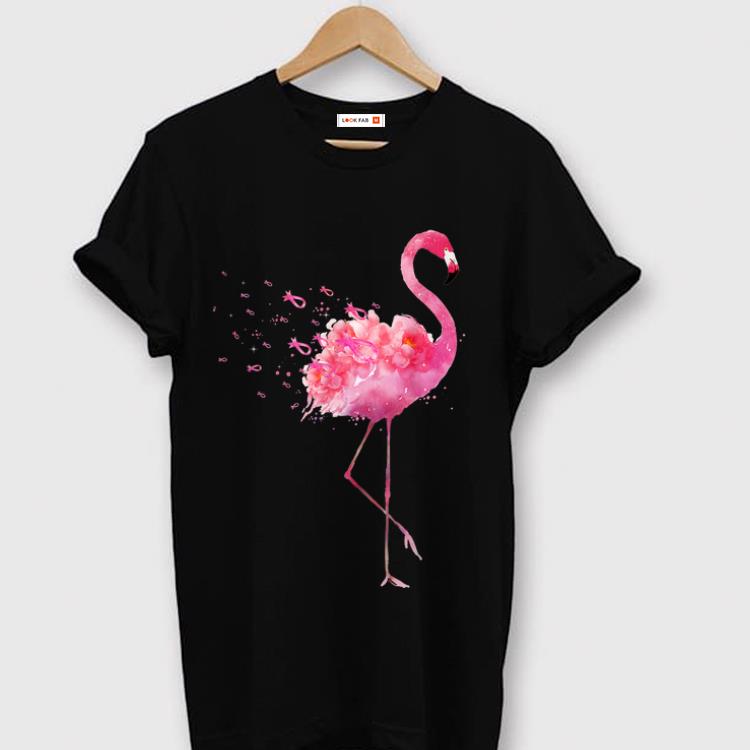 Hot Pink Ribbon Breast Cancer Awareness Flamingo Flower shirt