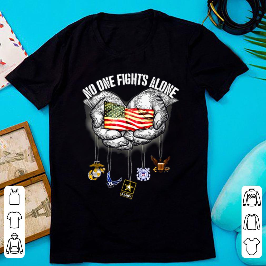 Nice America Marine Corps Air Force Us Army Chatham Lighthouse No One Fights Alone shirt