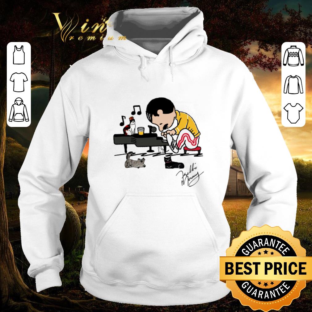 Nice Freddie Mercury and cats playing piano signature shirt 5 Nice Freddie Mercury and cats playing piano signature shirt
