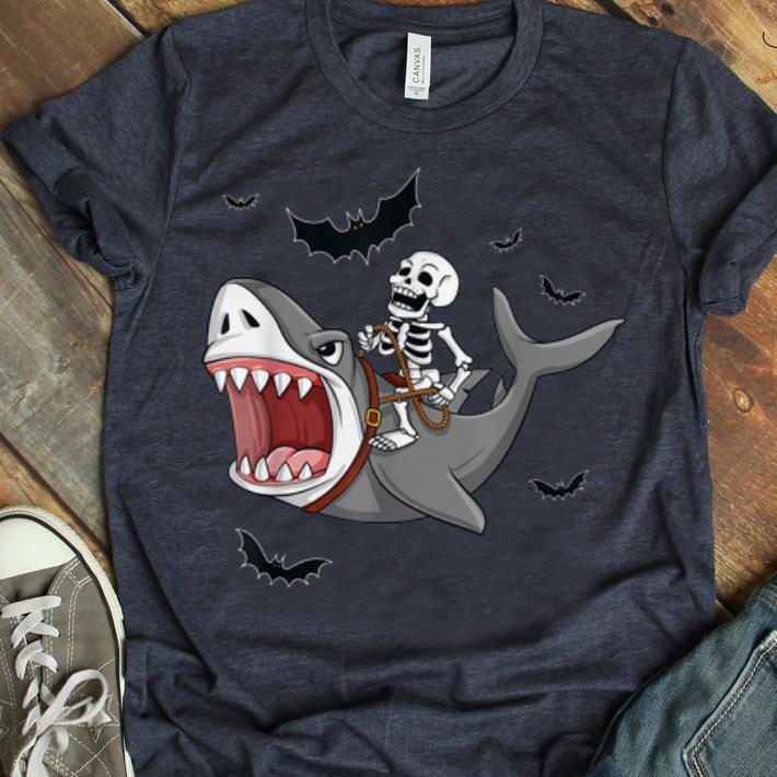 Nice Halloween Skeleton Riding Shark shirt