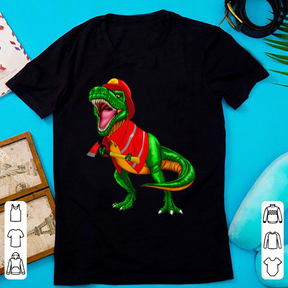 Premium Dinosaur Firefighter T Rex Gift Thin Red Line Men Kids shirt