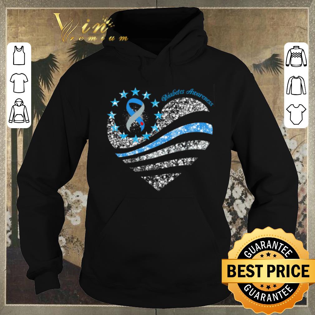 Premium Glitter Diabetes Awareness Betsy Ross heart shirt sweater