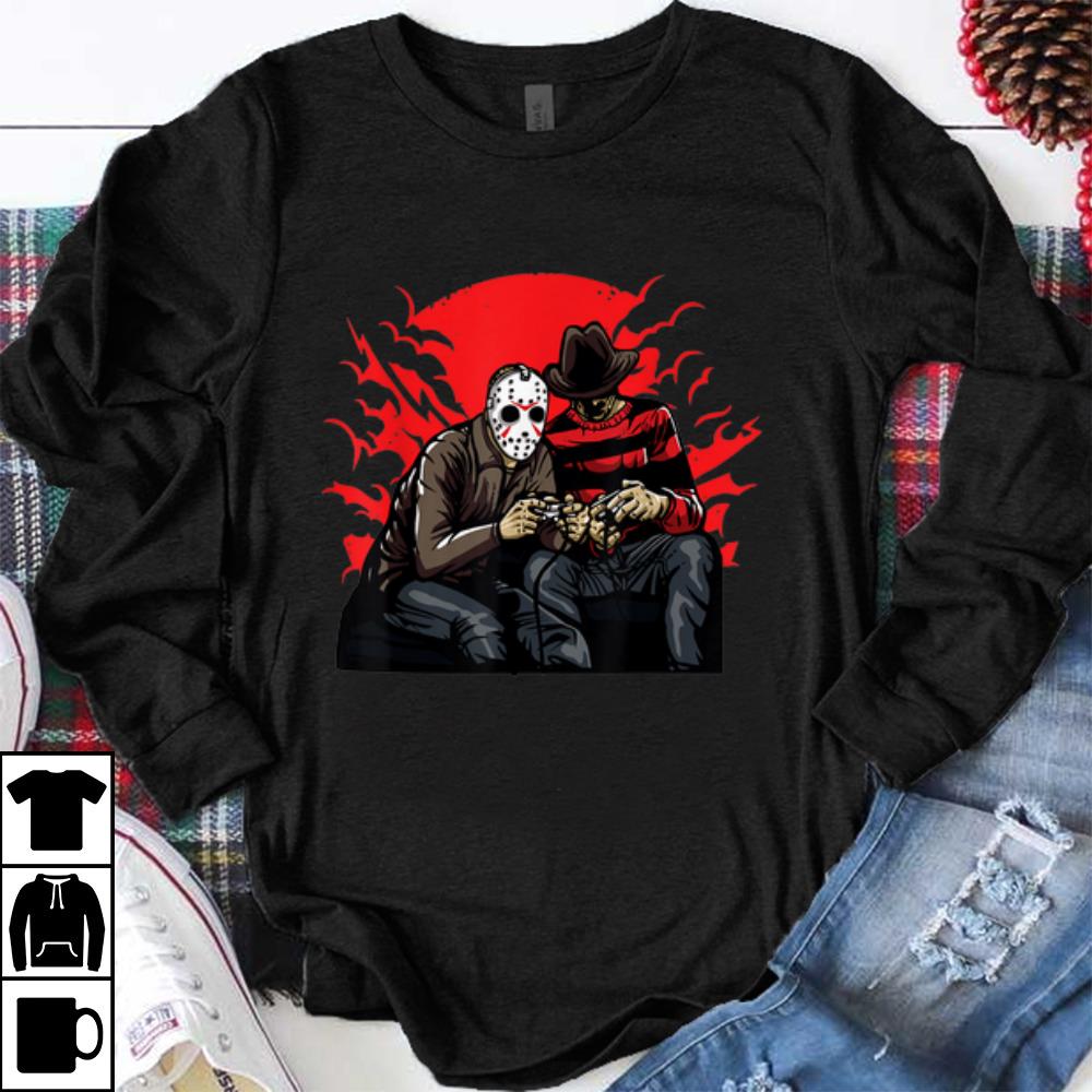 Premium Jason Voorhees And Freddy Krueger Playing Video Game shirt