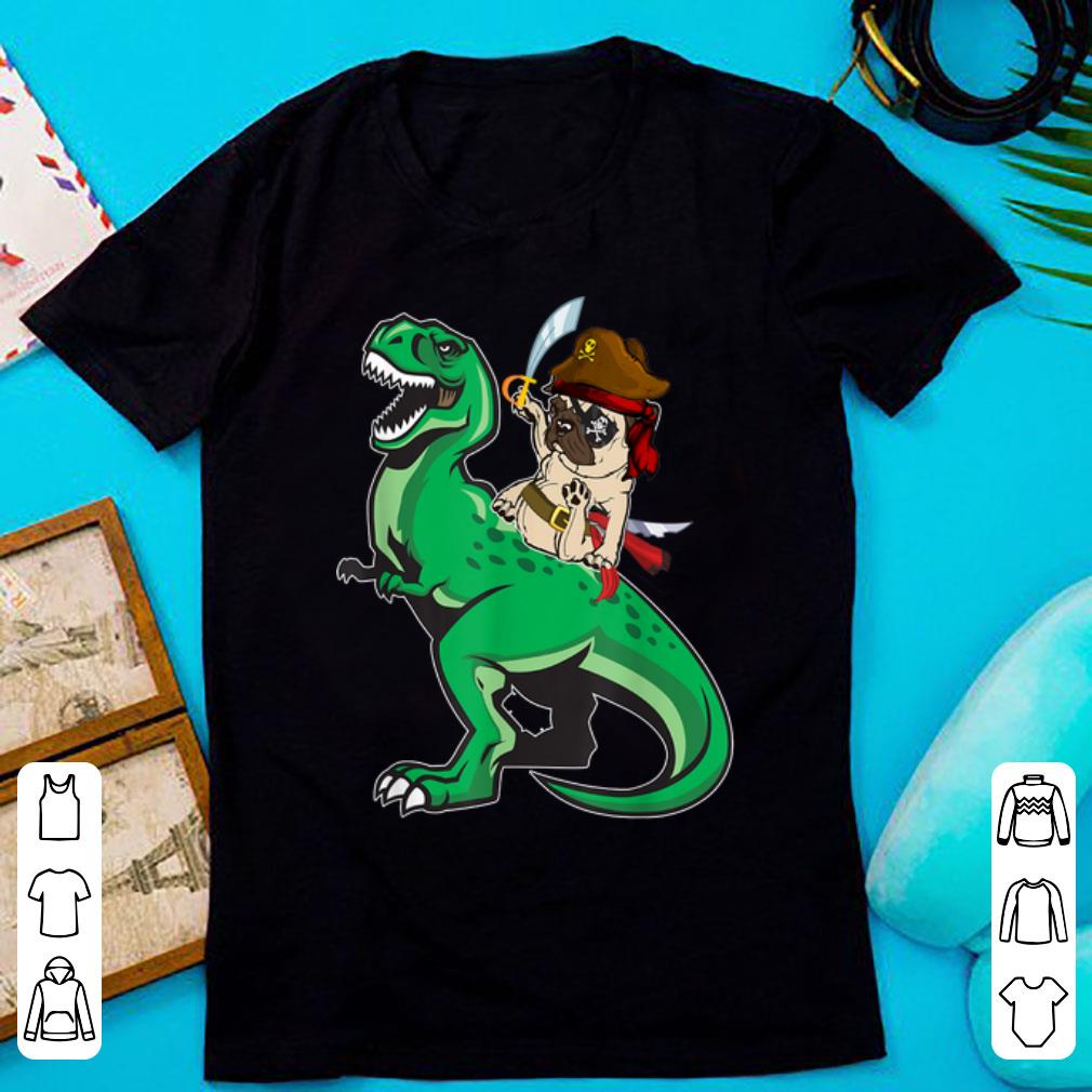 Premium Pirate Pug Riding T-rex Dinosaur Funny Pug Halloween Costume shirt