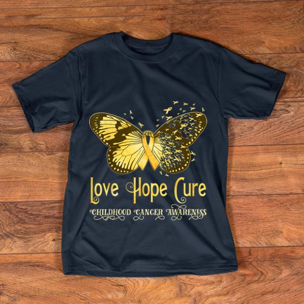 Pretty Gold Ribbon Butterfly Love Hope Cure Childhood Cancer Awareness shirt