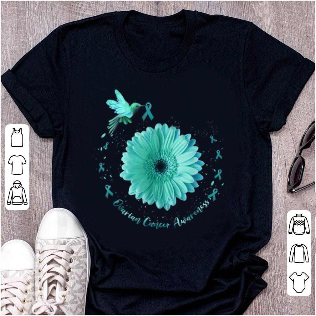 Pretty Hummingbird Teal Ribbon Ovarian Cancer Awareness shirt