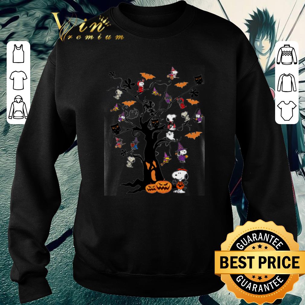 Top Halloween Snoopy Woodstock owl bats ghost Boo on the tree shirt