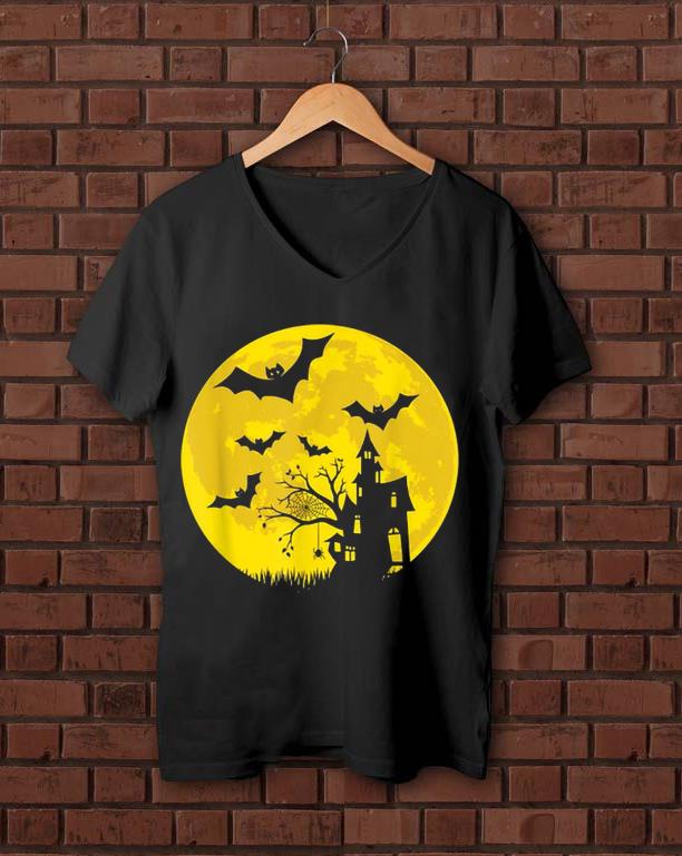 Top House In Night Halloween Bats Ghost Moon shirt