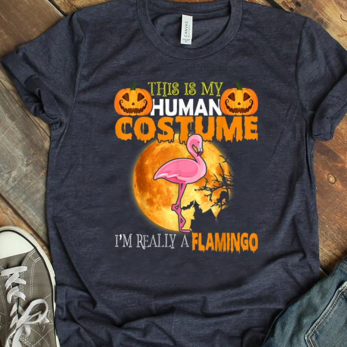 Top This Is My Human Costume I'm Really A Flamingo Halloween shirt