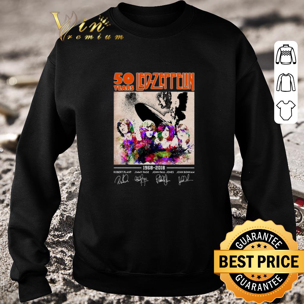 Awesome 50 years Led Zeppelin art 1968-2018 signatures shirt