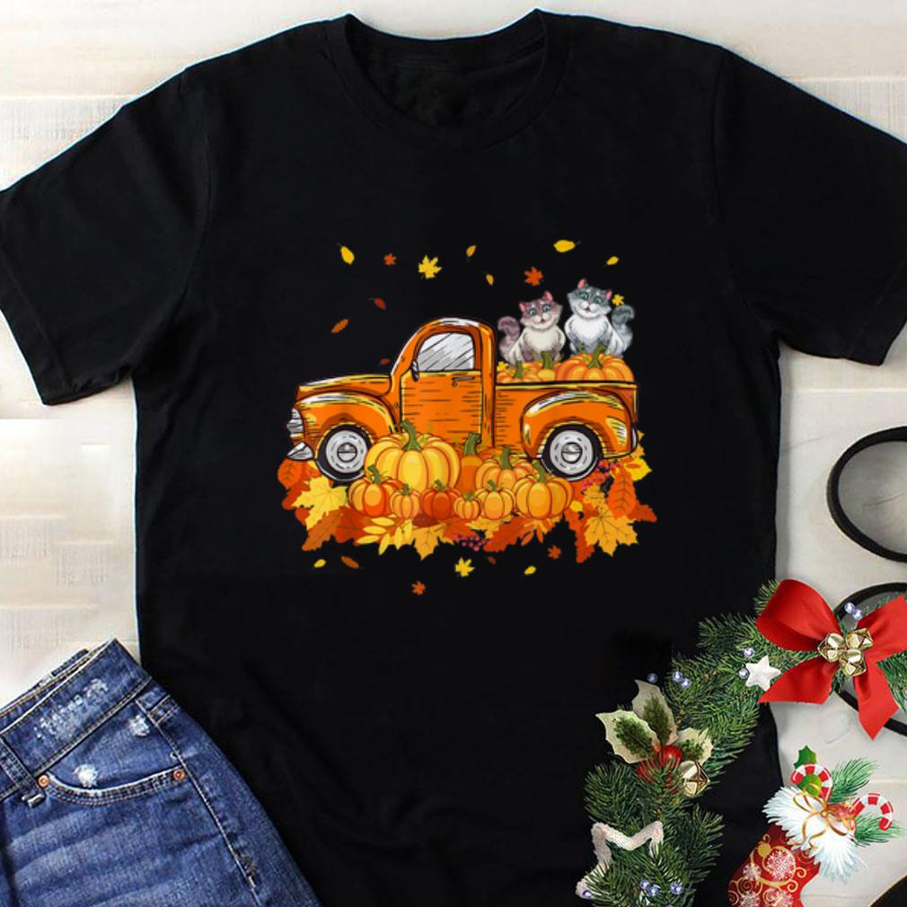Awesome Cat Pumpkin Truck Halloween Thanksgiving Day Cat Lovers shirt