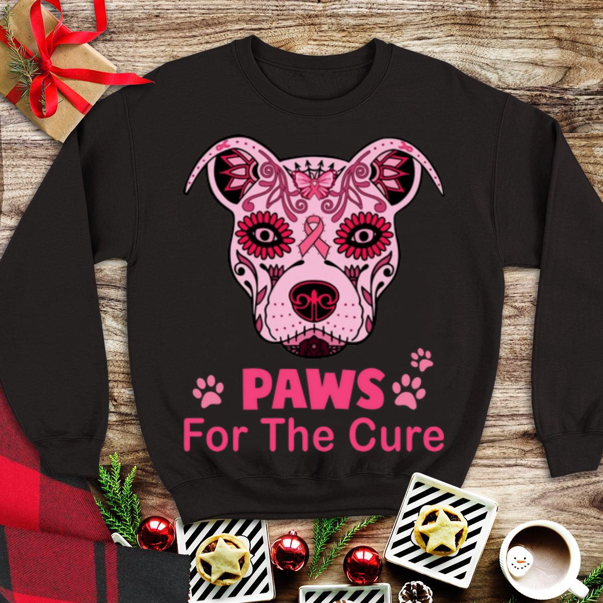 Awesome Dog Paws for the cure Breast Cancer Awareness shirt