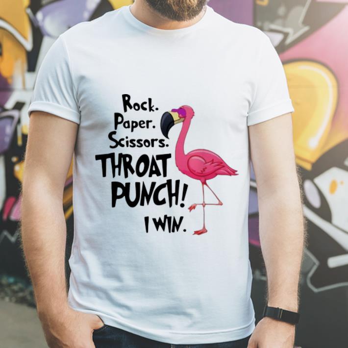 Awesome Rock Paper Scissors Throat Punch I Win Flamingo shirt