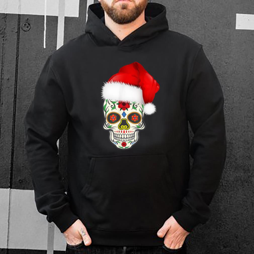 Hot Day Of The Dead Christmas Santa Hat Sugar Skull Party shirt